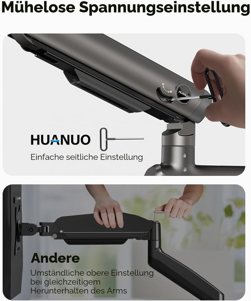 Suport monitor ultra-lat HUANUO 49", capacitate de încărcare 18 kg, braț monitor reglabil pentru gaming