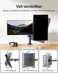 HUANUO držiak na dva monitory pre obrazovky 13-30 palcov, rameno pre dva monitory s možnosťou naklonenia a otočenia, nosnosť 10 kg na rameno, VESA 75/100 3