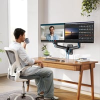 HUANUO Nástenný držiak na dva monitory pre 17-32 palcové obrazovky, plynové rameno, VESA 75/100 mm, nosnosť 2-8 kg, gaming 5