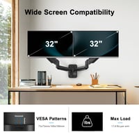 HUANUO Nástenný držiak na dva monitory pre 17-32 palcové obrazovky, plynové rameno, VESA 75/100 mm, nosnosť 2-8 kg, gaming 3