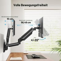 HUANUO Nástenný držiak na dva monitory pre 17-32 palcové obrazovky, plynové rameno, VESA 75/100 mm, nosnosť 2-8 kg, gaming 4