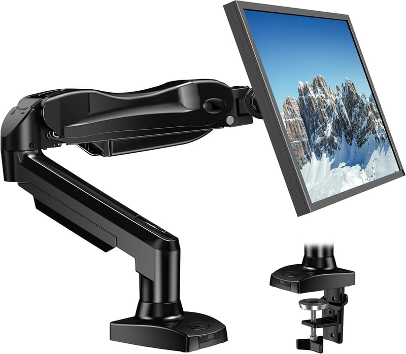HUANUO fekete gázrugós monitor tartó 17-30 inch LCD LED kijelzőhöz, 360 fokos forgatás, VESA 75/100, 2 rögz