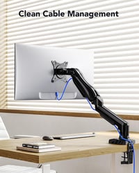 HUANUO fekete gázrugós monitor tartó 17-30 inch LCD LED kijelzőhöz, 360 fokos forgatás, VESA 75/100, 2 rögz 6