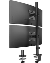 HUANUO duálny vertikálny stojan na monitory, stohovateľný držiak pre 2 monitory, pre obrazovky s uhlopriečkou 17 – 32 palcov, s nastavením výšky, max. 8 kg, upevnenie pomocou C-svorky a priechodky cez stôl 1