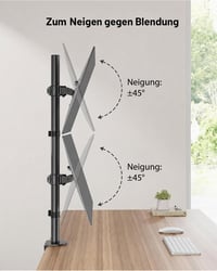 HUANUO duálny vertikálny stojan na monitory, stohovateľný držiak pre 2 monitory, pre obrazovky s uhlopriečkou 17 – 32 palcov, s nastavením výšky, max. 8 kg, upevnenie pomocou C-svorky a priechodky cez stôl 3