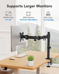 Držiak na monitor HUANUO pre obrazovky od 13 do 32 palcov, nastavenie výšky, náklonu, rotácie, 2 možnosti upevnenia, VESA 75 a 100 mm 2