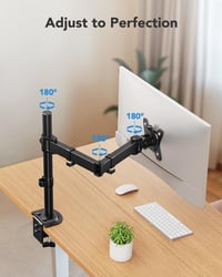 Držiak na monitor HUANUO pre obrazovky od 13 do 32 palcov, nastavenie výšky, náklonu, rotácie, 2 možnosti upevnenia, VESA 75 a 100 mm 5