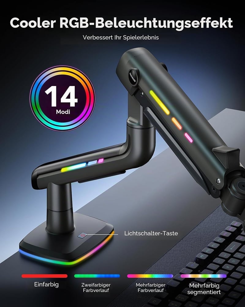 HUANUO RGB Monitor tartó ultrawide 49" kijelzőhöz, 20kg terhelhetőség