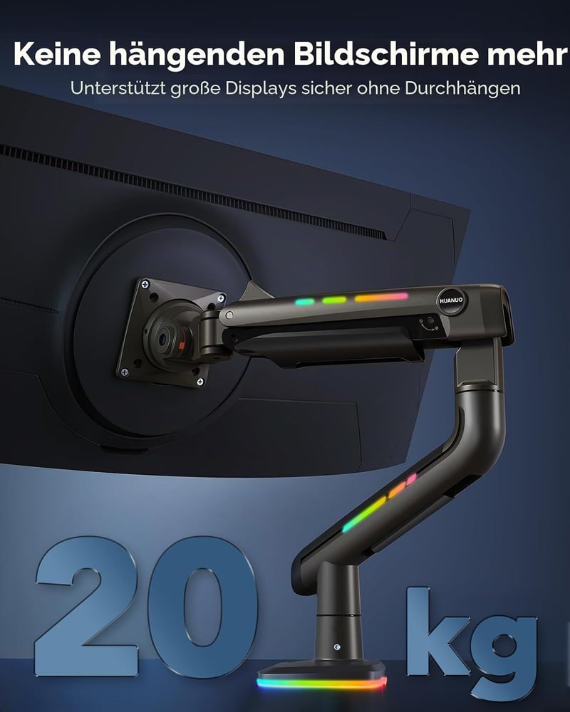 HUANUO RGB Monitor tartó ultrawide 49" kijelzőhöz, 20kg terhelhetőség