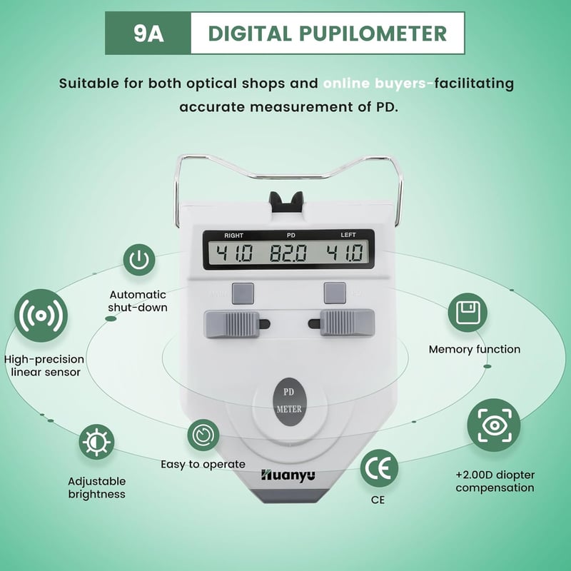 Huanyu Digitális PD Mérőműszer LCD Kijelzővel 45-82mm Pupillatávolság Mérő Optometria