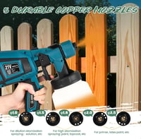 Pistol de vopsit cu acumulator Huanyu CN6000, 900 ml, 5 duze, 2×21V - albastru 5