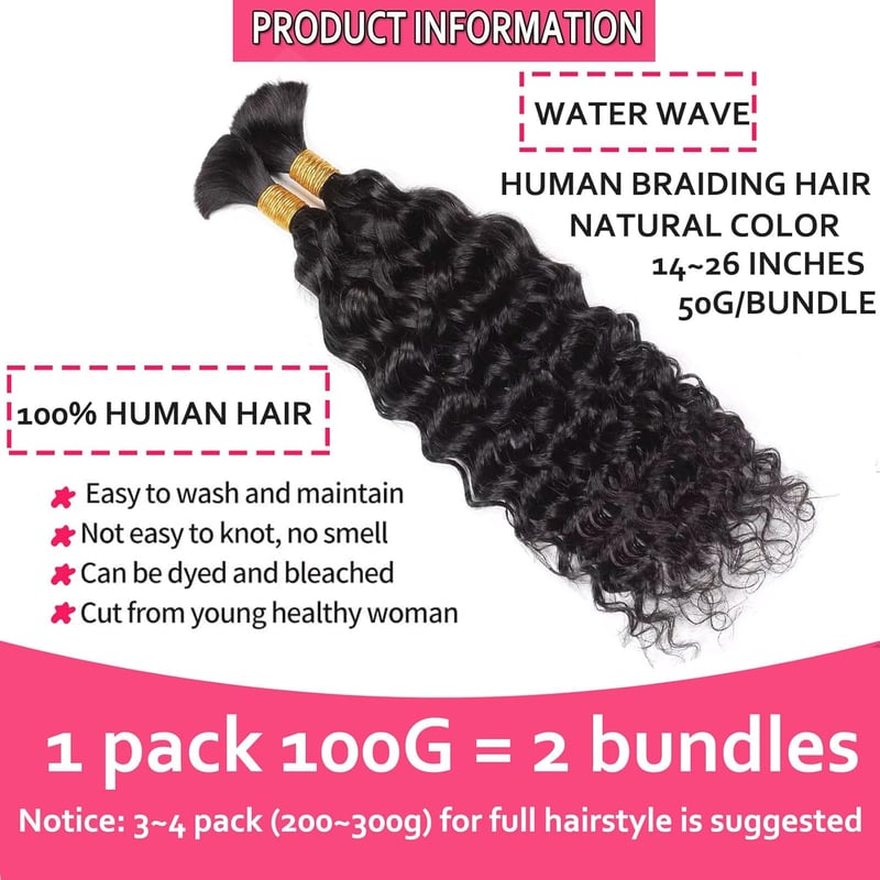 Huarisi 100% Természetes Hullámos Emberi Haj 14 Inch - 100g Göndör Fonóhaj Boho Fonáshoz - 2 Csomag Feldolgozatlan Hajhosszabbítás