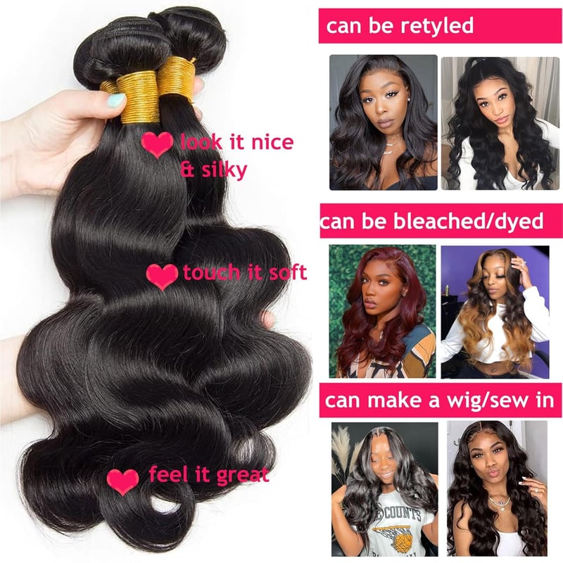 Huarisi 10A Body Wave 28" Brazíliai Remy Hajhosszabbítás 100g Fekete Nőknek