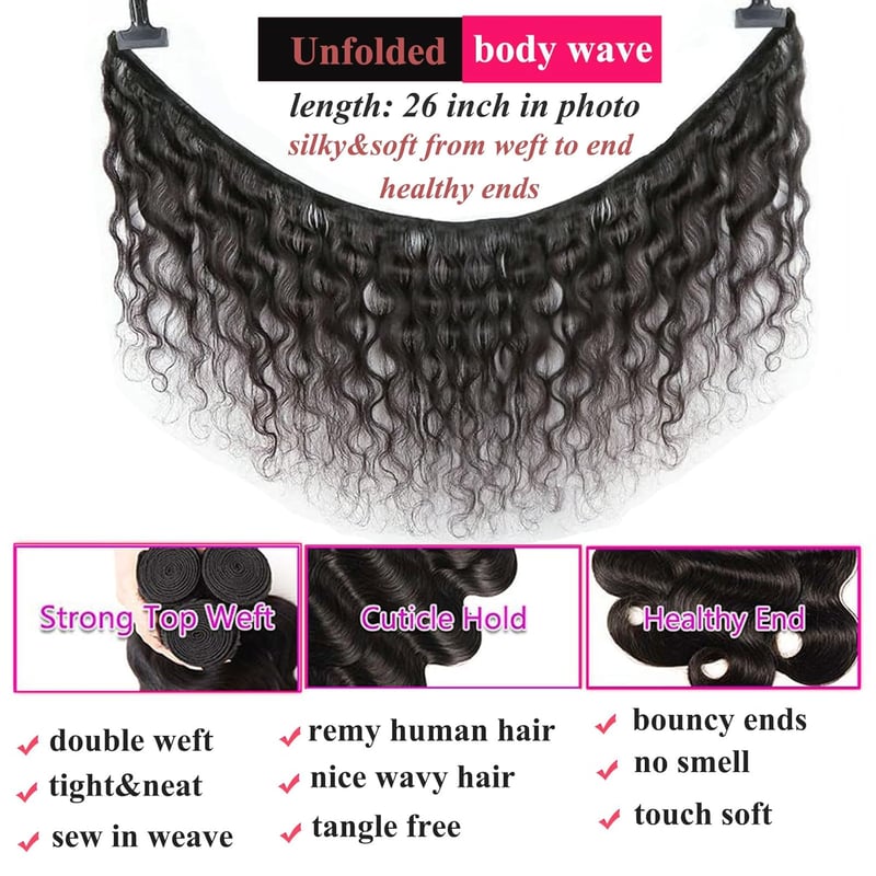 Huarisi 10A Body Wave 28" Brazíliai Remy Hajhosszabbítás 100g Fekete Nőknek
