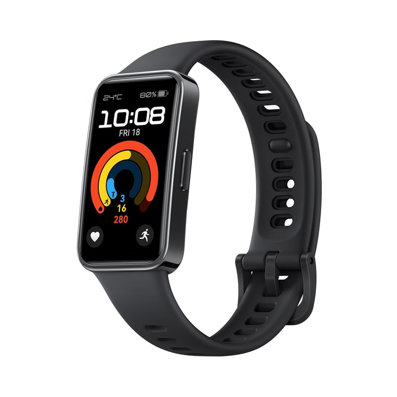 Inteligentné hodinky HUAWEI Band 9 s čiernym fluoroelastomérovým remienkom, Bluetooth, iOS a Android, 14-dňová výdrž batérie, sledovanie spánku TruSleep 4.0, 100 tréningových režimov