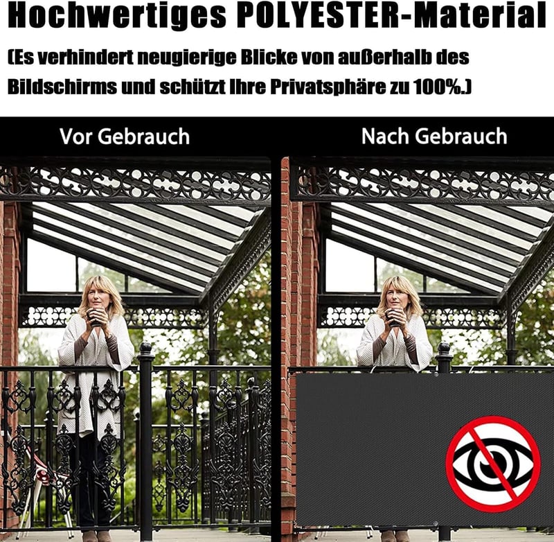 HUAXIQUE Balkonprivátsz szürke 80x1000cm szélvédő takaró 100% fedettség
