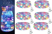 Huayifa LED traka 6 kom - Baterijski mikro svjetlosni niz 2m 20 LED Višebojni - 3 Načina osvjetljenja - Dekoracija za vjenčanja, Božić, interijer 1