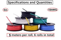 HUAZIZ 18 AWG Szilikon Vezeték Készlet 6 Szín 30m Réz Drót DIY RC Modell 2