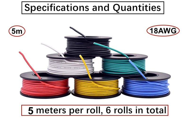 HUAZIZ 18 AWG Szilikon Vezeték Készlet 6 Szín 30m Réz Drót DIY RC Modell