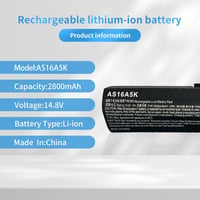 HUBEI AS16A7K Acer Aspire E15 E5-475 E5-575 E5-774 Laptop Akkumulátor 14.8V 41.4Wh 2