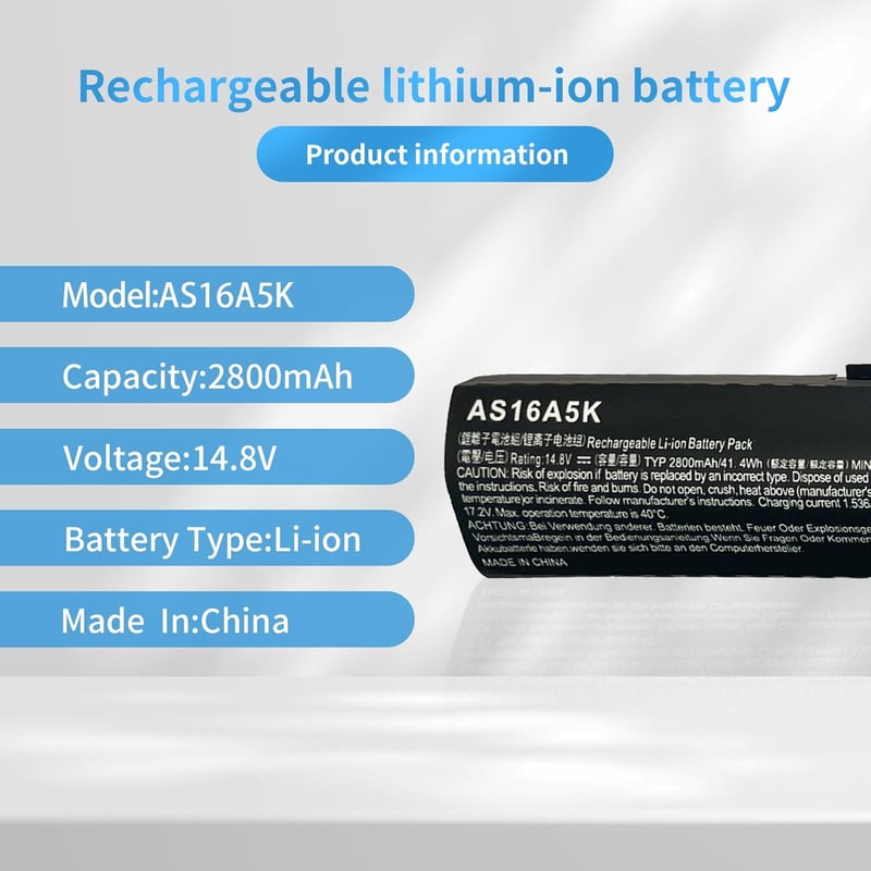 HUBEI AS16A7K Acer Aspire E15 E5-475 E5-575 E5-774 Laptop Akkumulátor 14.8V 41.4Wh