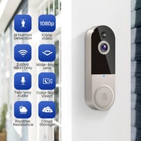 Bezdrôtový video zvonček s kamerou HubFlashy 1080p, AI detekcia pohybu, obojsmerný prenos zvuku, nočné videnie, 2,4G WiFi, cloudové úložisko, interiérová jednotka 2