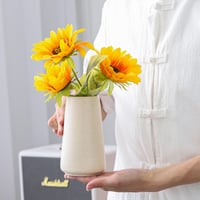 Keramická váza HUBUISH béžová 15 cm, minimalistická boho dekorácia, kvetinová váza do obývačky a spálne, moderná stolová dekorácia v škandinávskom štýle 2