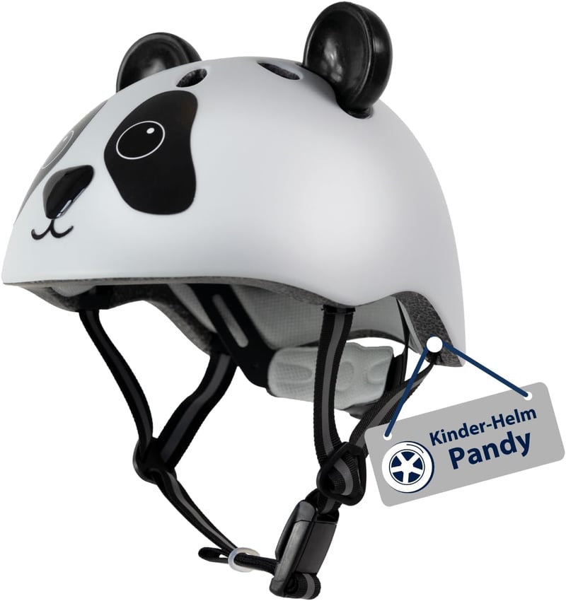 HUDORA Gyerek Sisak Állat Motívummal XXS XS Méret Bicikli Roller Egyensúlyozó Kerékpár - 44-47 cm, white-black