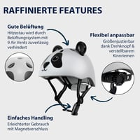 HUDORA Gyerek Sisak Állat Motívummal XXS XS Méret Bicikli Roller Egyensúlyozó Kerékpár - 44-47 cm, white-black 3