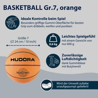 Basketbalová lopta HUDORA veľkosť 7, oranžová, nenahustená – Gumová basketbalová lopta z prírodného kaučuku na vnútorné aj vonkajšie použitie pre deti a mládež 2