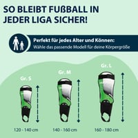 Apărători de tibie HUDORA cu protecție pentru gleznă - Protecții din spumă pentru fotbal, mărimea M, Verde - Echipament de fotbal pentru copii și tineri 3