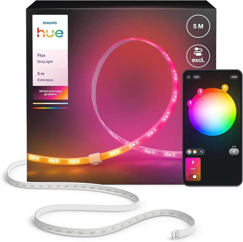 Hue Flux 5 méter LED szalag bővítés, színes légkör, alkalmazás és hangvezérlés