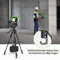 Huepar 172 cm Könnyű Hordozható Állvány Lézerszinthez, 3 Irányú Forgófejjel, Libellával, 1/4" és 5/8" Menetes Csatlakozással 5