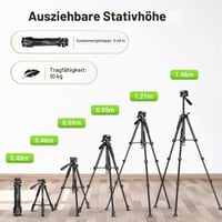 Huepar 172 cm Könnyű Hordozható Állvány Lézerszinthez, 3 Irányú Forgófejjel, Libellával, 1/4" és 5/8" Menetes Csatlakozással 3