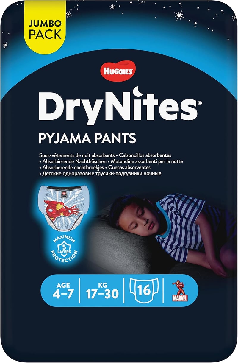 Huggies DryNites Fiú Éjszakai Pelenka - Száraz Alvás Védelemmel - 64 pcs (pack of 1), 64 pieces