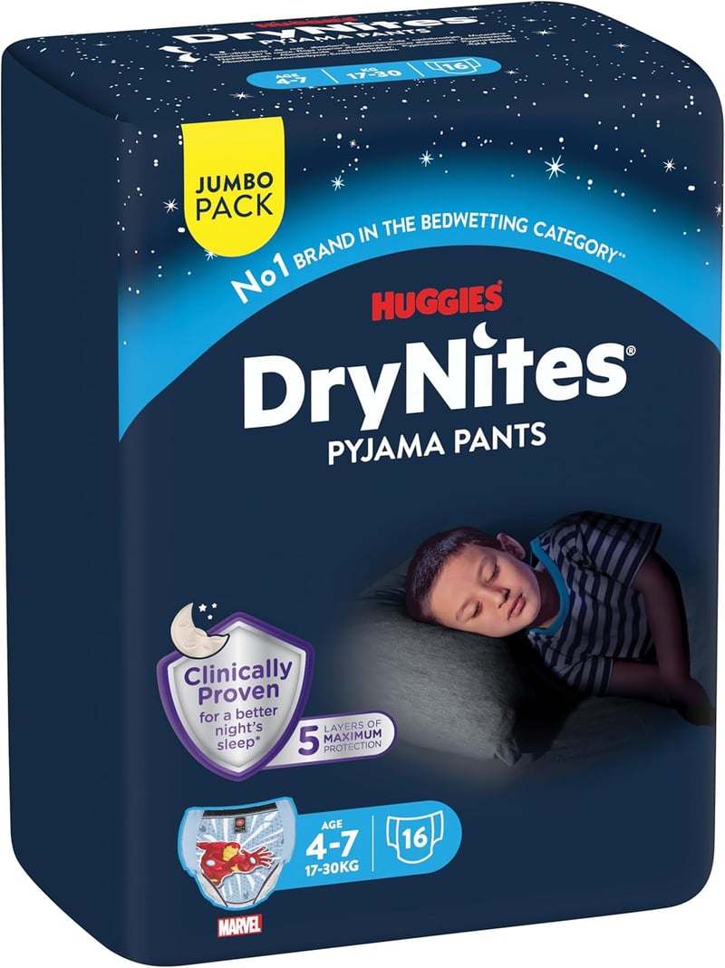 Huggies DryNites Fiú Éjszakai Pelenka - Száraz Alvás Védelemmel - 64 pcs (pack of 1), 64 pieces