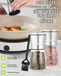 Set 2 Râșnițe de Sare și Piper Huifoo, Set Premium de Râșnițe pentru Condimente din Oțel Inoxidabil, cu Mecanism de Măcinare Ceramic Reglabil Manual, pentru Sare, Piper și Condimente 7