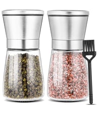Set 2 Râșnițe de Sare și Piper Huifoo, Set Premium de Râșnițe pentru Condimente din Oțel Inoxidabil, cu Mecanism de Măcinare Ceramic Reglabil Manual, pentru Sare, Piper și Condimente 1