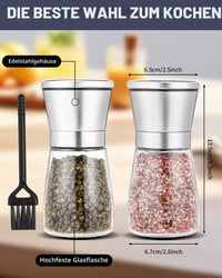 Set 2 Râșnițe de Sare și Piper Huifoo, Set Premium de Râșnițe pentru Condimente din Oțel Inoxidabil, cu Mecanism de Măcinare Ceramic Reglabil Manual, pentru Sare, Piper și Condimente 2