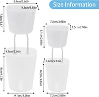 Huiguli 10 db öntözőrendszeres virágcserép, fehér, 7,5 cm, vízszintjelzővel 2