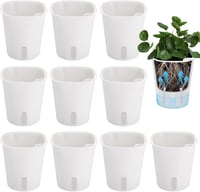 Huiguli 10 db öntözőrendszeres virágcserép, fehér, 7,5 cm, vízszintjelzővel 1