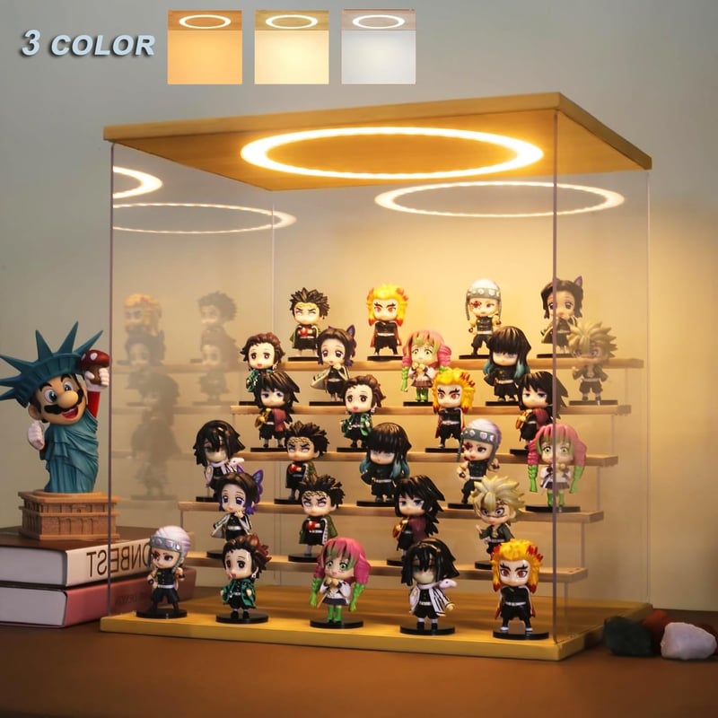 Huijintao 6 szintes akril vitrin LED világítással, figura és gyűjtőtárgy kiállító szekrény