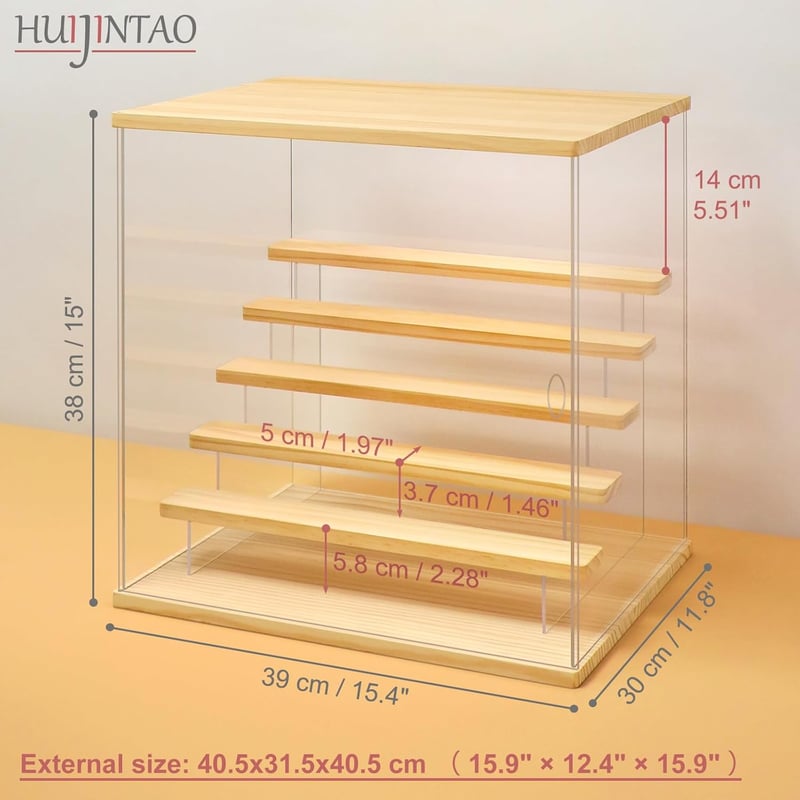 Huijintao 6 szintes akril vitrin LED világítással, figura és gyűjtőtárgy kiállító szekrény