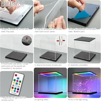 Huijintao Akril Vitrin LED Világítással - 35x35x35 cm Átlátszó Kiállítódoboz Modellautókhoz, Figurákhoz, Gyűjteményekhez - Asztali Tárolódob 7