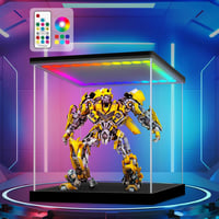 Huijintao Akril Vitrin LED Világítással - 35x35x35 cm Átlátszó Kiállítódoboz Modellautókhoz, Figurákhoz, Gyűjteményekhez - Asztali Tárolódob 1