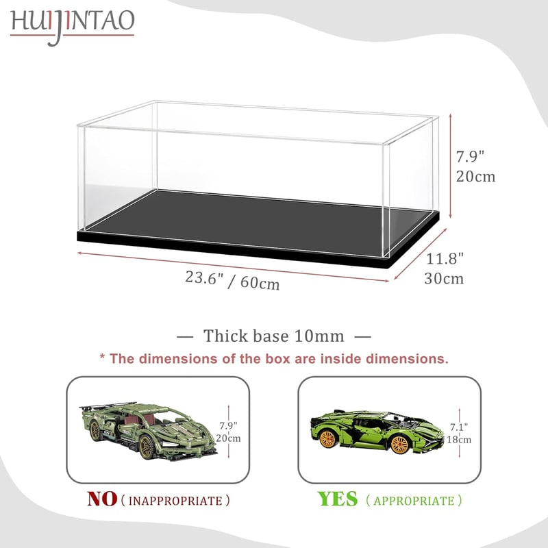Huijintao Akril Vitrin Makett Autókhoz és Gyűjteményekhez - 60x30x20 cm Átlátszó Tárolódoboz Figurákhoz, Önösszeszerelhető Kiállítási Doboz
