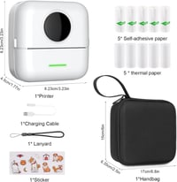 HUIJUTCHEN Mini Fotónyomtató Bluetooth Hordozható Termikus Nyomtató Fehér 10 Papírtekercs 8