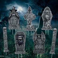 HUIKUANGEU Halloween Sírkő Dekoráció Szett - 7 db Habszivacs Síremlék Kerti Díszítés Temetői Hangulathoz - Gótikus Stílusú Fekete RIP Sírfel 1