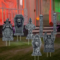 HUIKUANGEU Halloween Sírkő Dekoráció Szett - 7 db Habszivacs Síremlék Kerti Díszítés Temetői Hangulathoz - Gótikus Stílusú Fekete RIP Sírfel 5