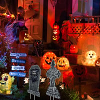 HUIKUANGEU Halloween Sírkő Dekoráció Szett - 7 db Habszivacs Síremlék Kerti Díszítés Temetői Hangulathoz - Gótikus Stílusú Fekete RIP Sírfel 6